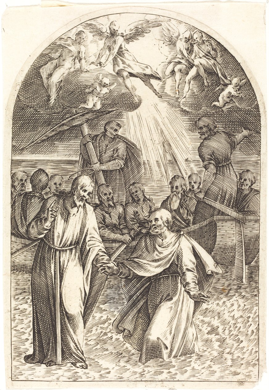 Kristus går på vattnet [andra plattan] av Jacques Callot