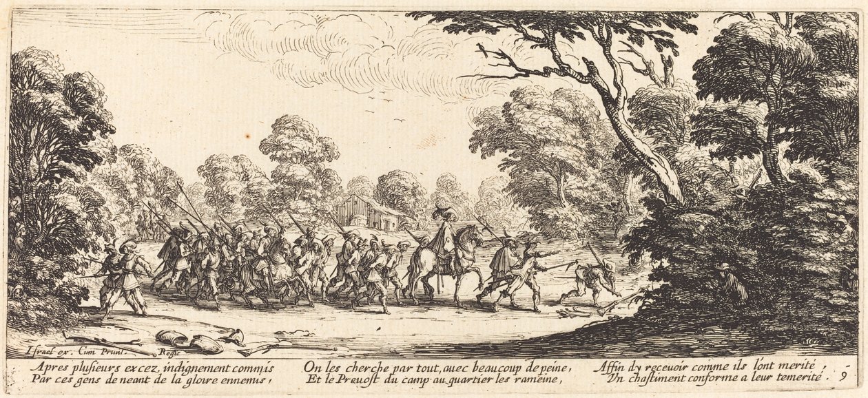 Upptäckten av de kriminella soldaterna av Jacques Callot