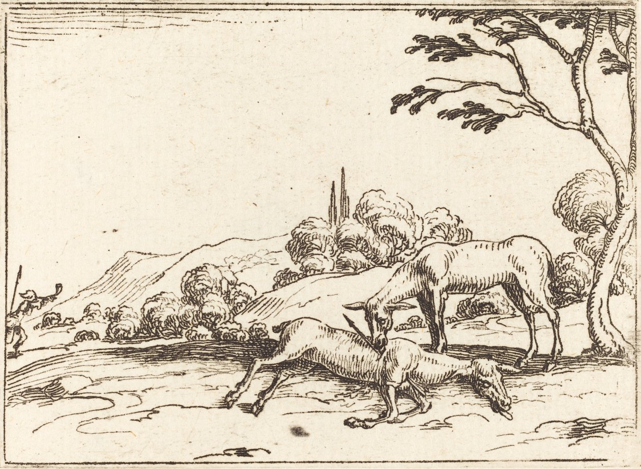 Doe som sörjer sitt föl. av Jacques Callot
