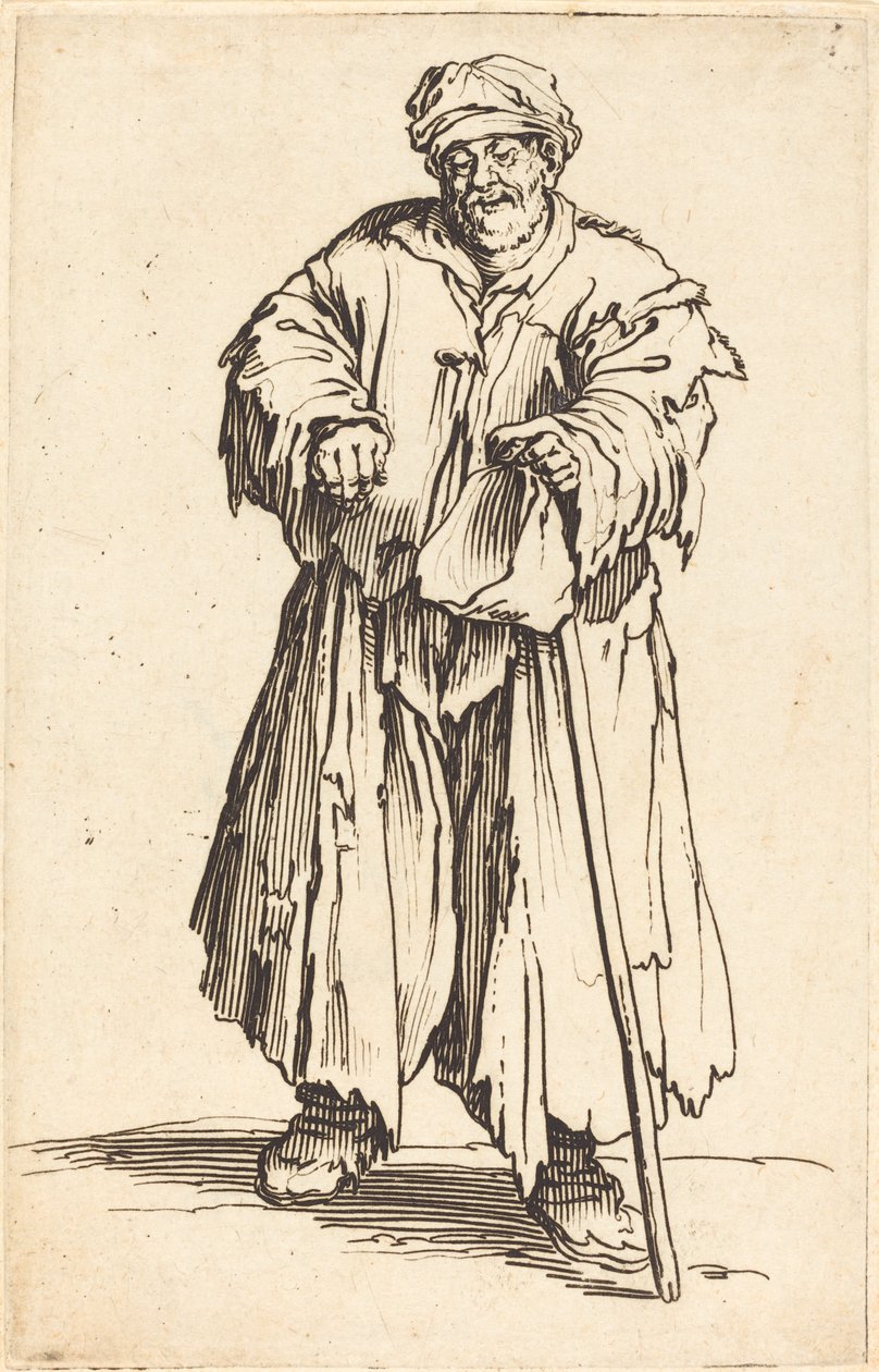 Fet tiggare med nedsänkta ögon av Jacques Callot