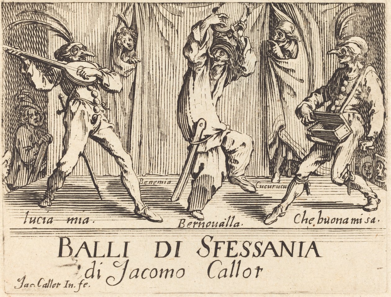 Frontispice för "Balli di Sfessania" av Jacques Callot