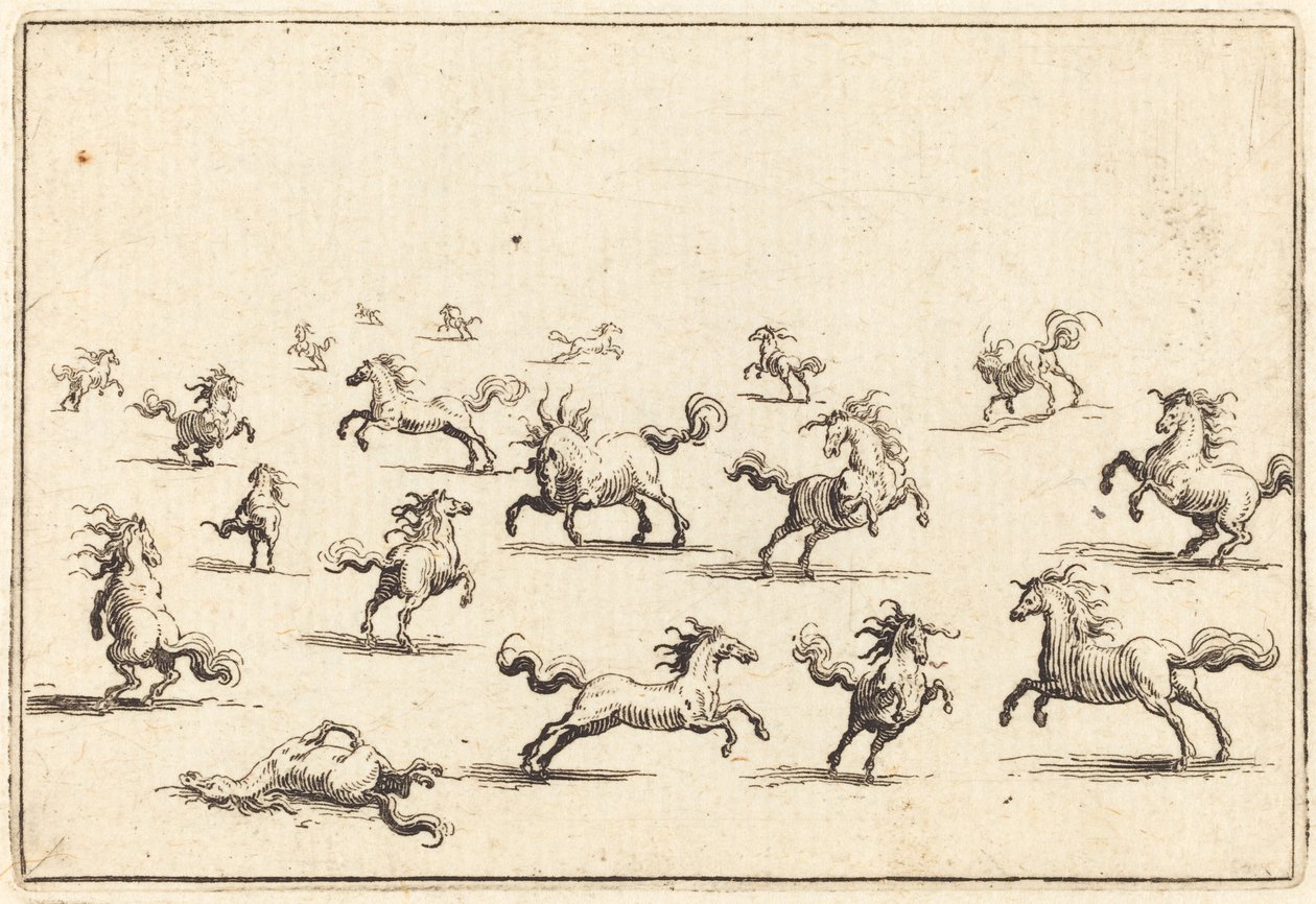 Hästar som springer av Jacques Callot