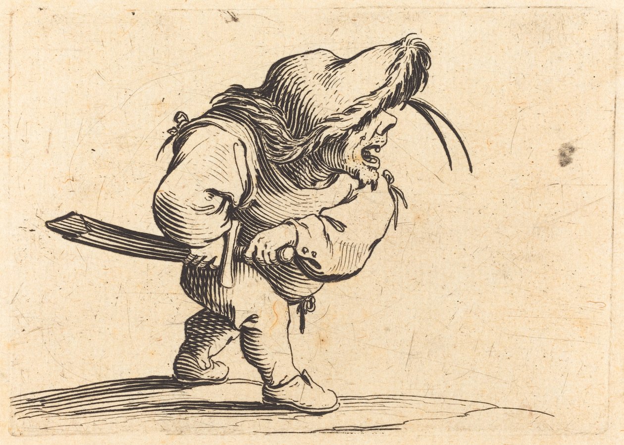 Man som förbereder sig för att dra sitt svärd av Jacques Callot