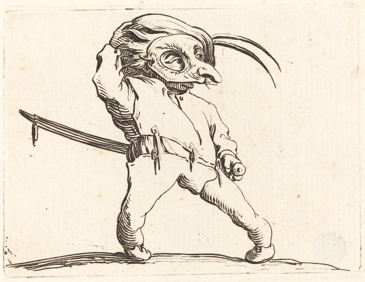 Maskerad man med vridna fötter, ca. 1622. av Jacques Callot