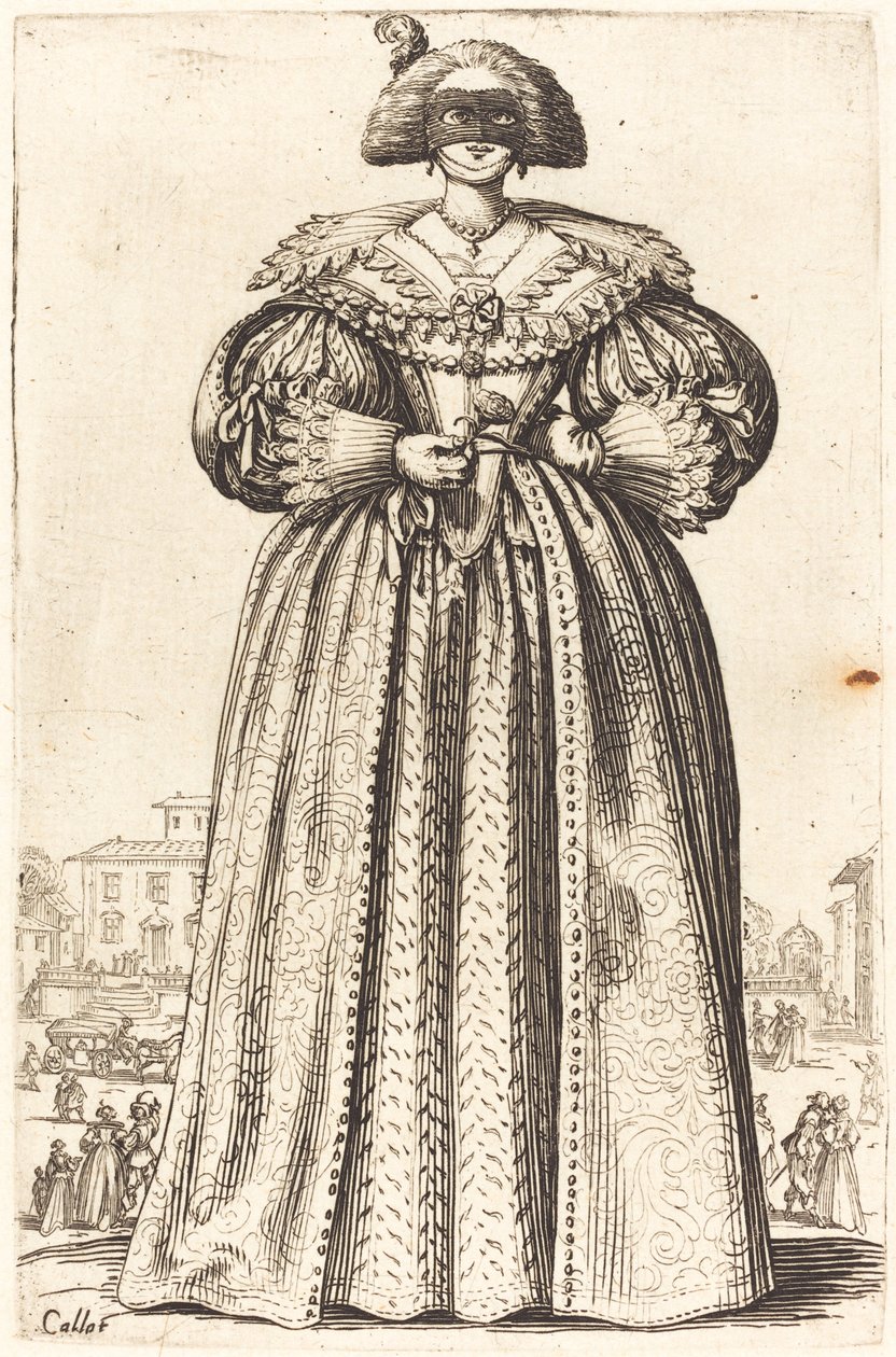 Maskerad ädel kvinna av Jacques Callot