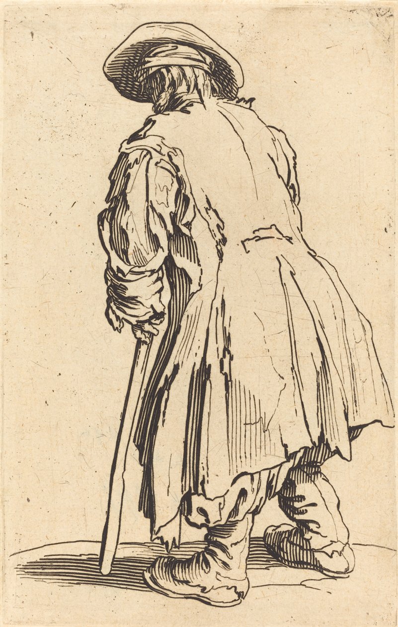 Gammal tiggare med en krycka, c.1622 av Jacques Callot