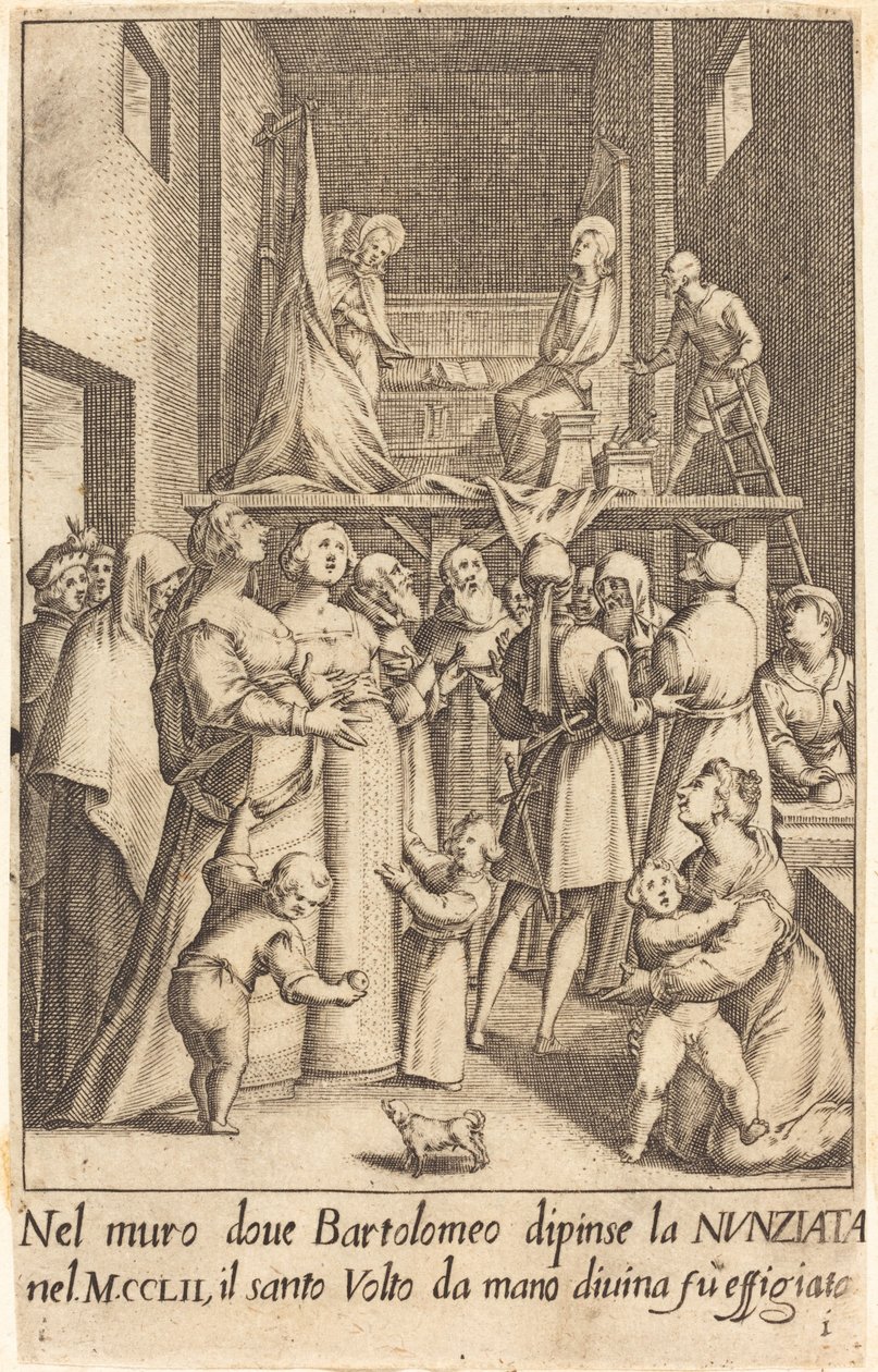 Målning av bebådelsen, 1619. av Jacques Callot