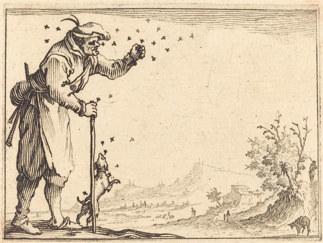 Bonde attackerad av bin av Jacques Callot