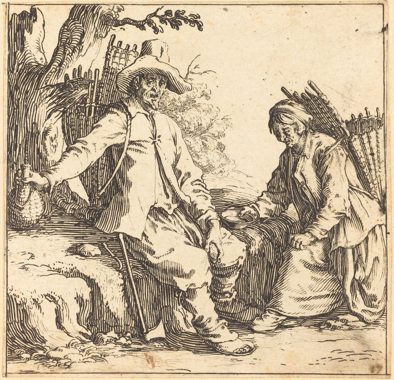 Bondepar i vila, ca. 1621. av Jacques Callot