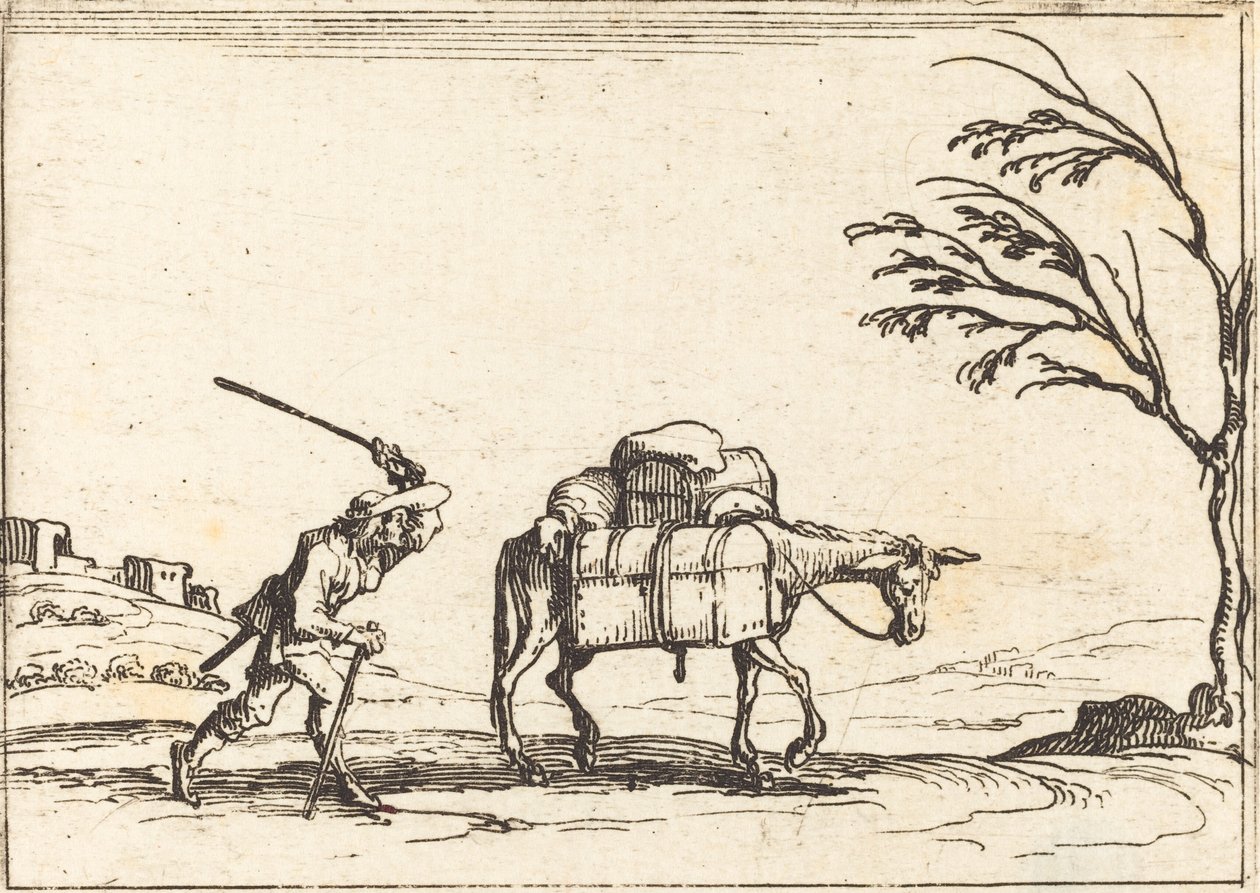 Bonde som piskar sin åsna av Jacques Callot