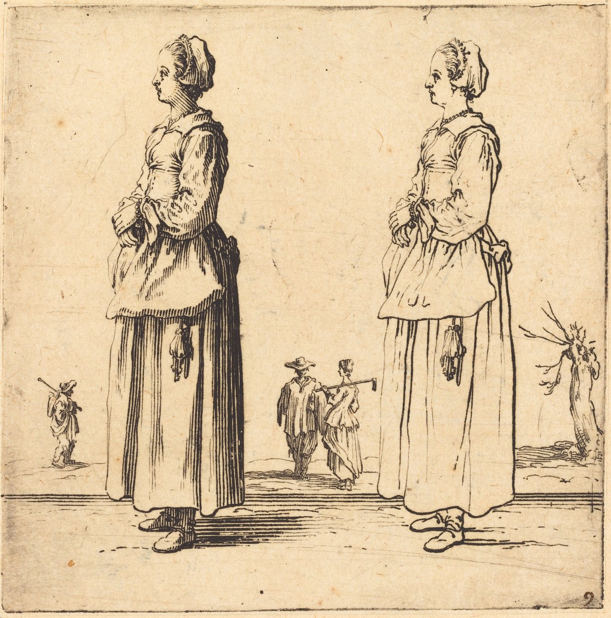 Bondekvinna, i profil, vänd åt vänster av Jacques Callot