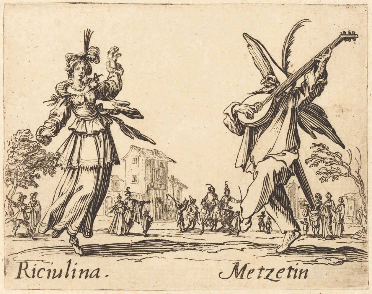 Riciulina och Metzetin av Jacques Callot