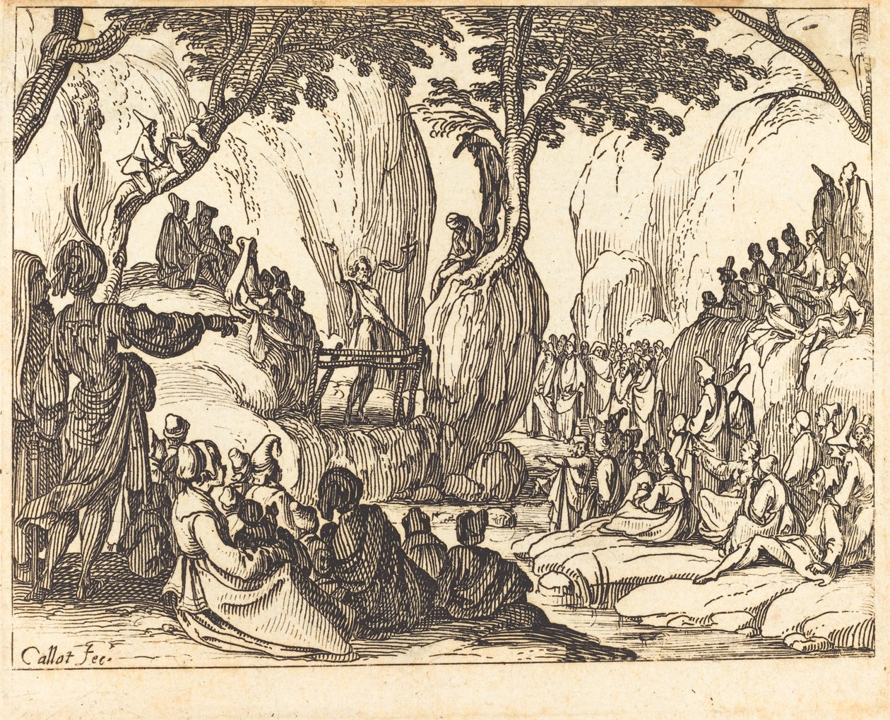 Sankt Johannes predikar i öknen av Jacques Callot