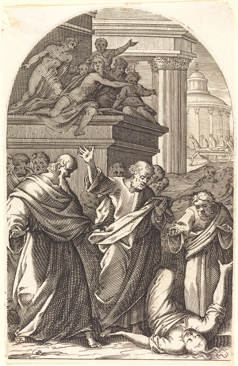 Sapphira straffad av döden, 16081611. av Jacques Callot