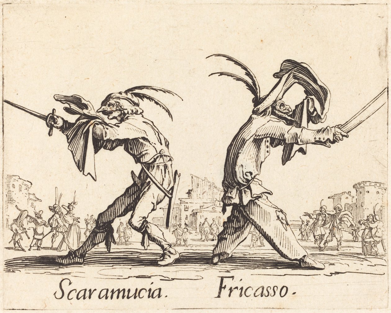 Scaramucia och Fricasso av Jacques Callot