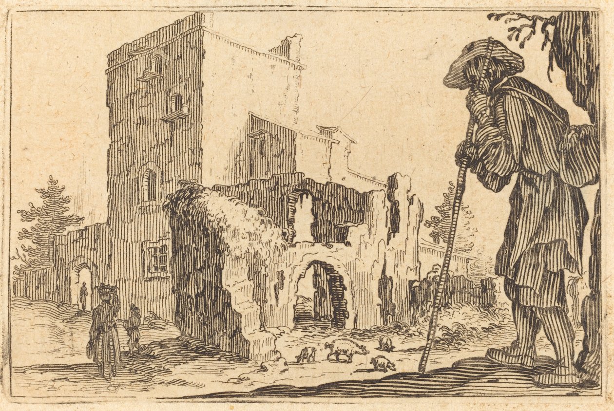 Herde och ruiner, ca. 1622. av Jacques Callot