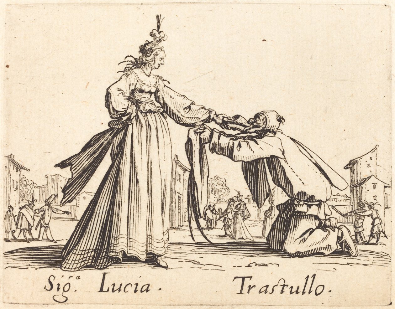 Tecken. Lucia och Trastullus av Jacques Callot