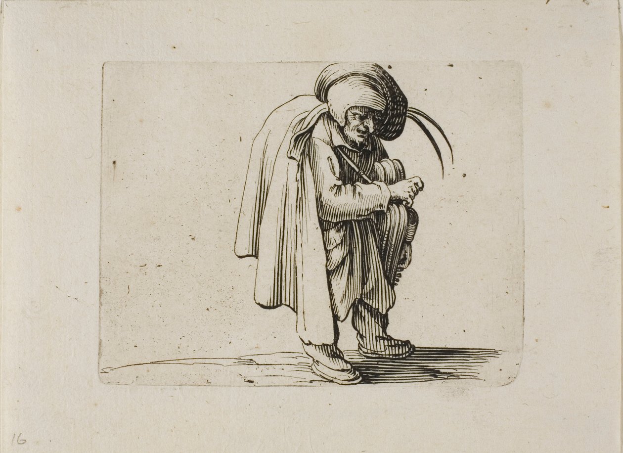 Hurdy-Gurdy Player, från Varie Figure Gobbi av Jacques Callot