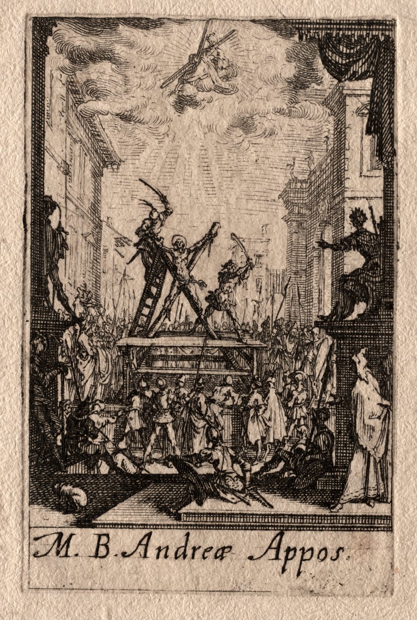 Apostlarnas martyrskap: St Andrew av Jacques Callot