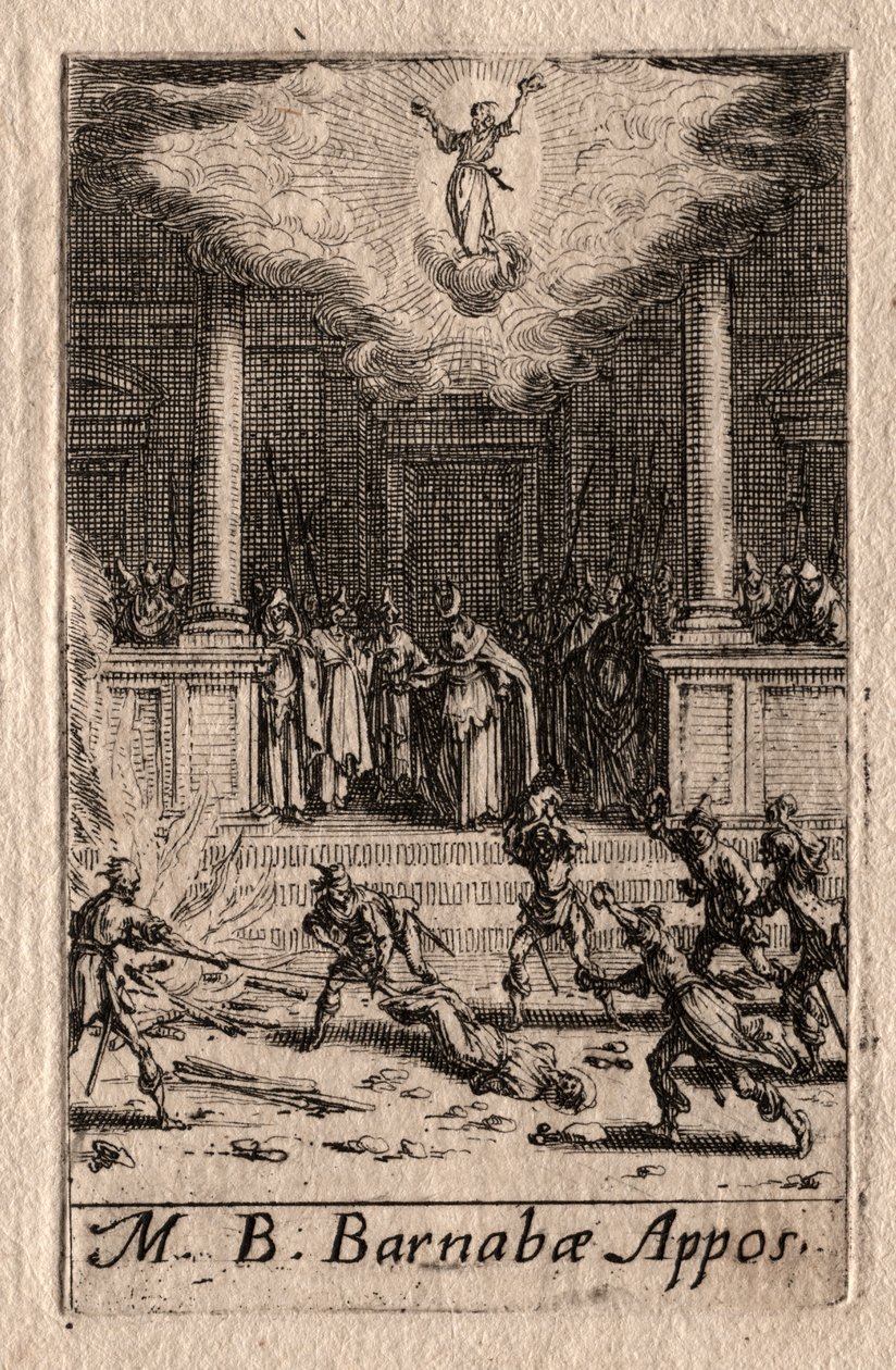 Apostlarnas martyrskap: St. Barnabas av Jacques Callot