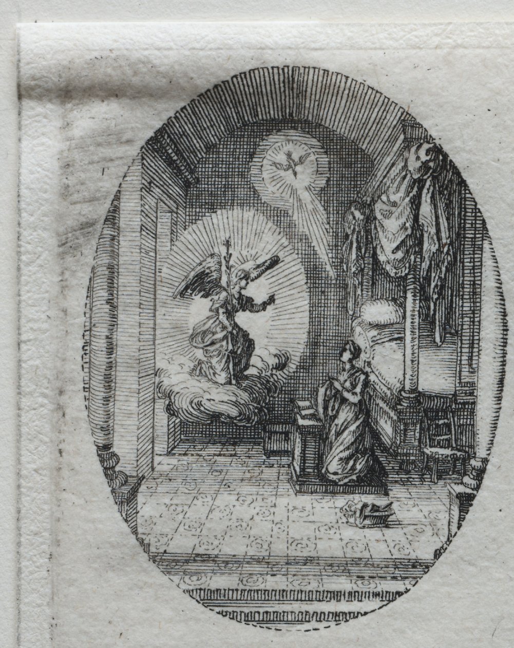 Passionens mysterier: tillkännagivandet. av Jacques Callot