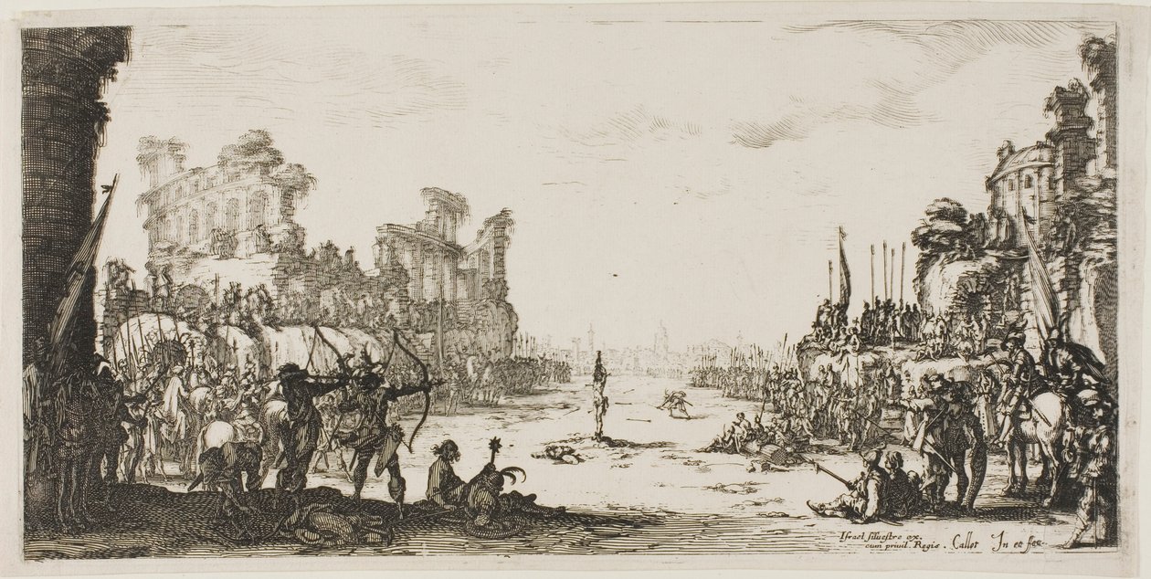 Pilarnas prövning (Saint Sebastian) av Jacques Callot