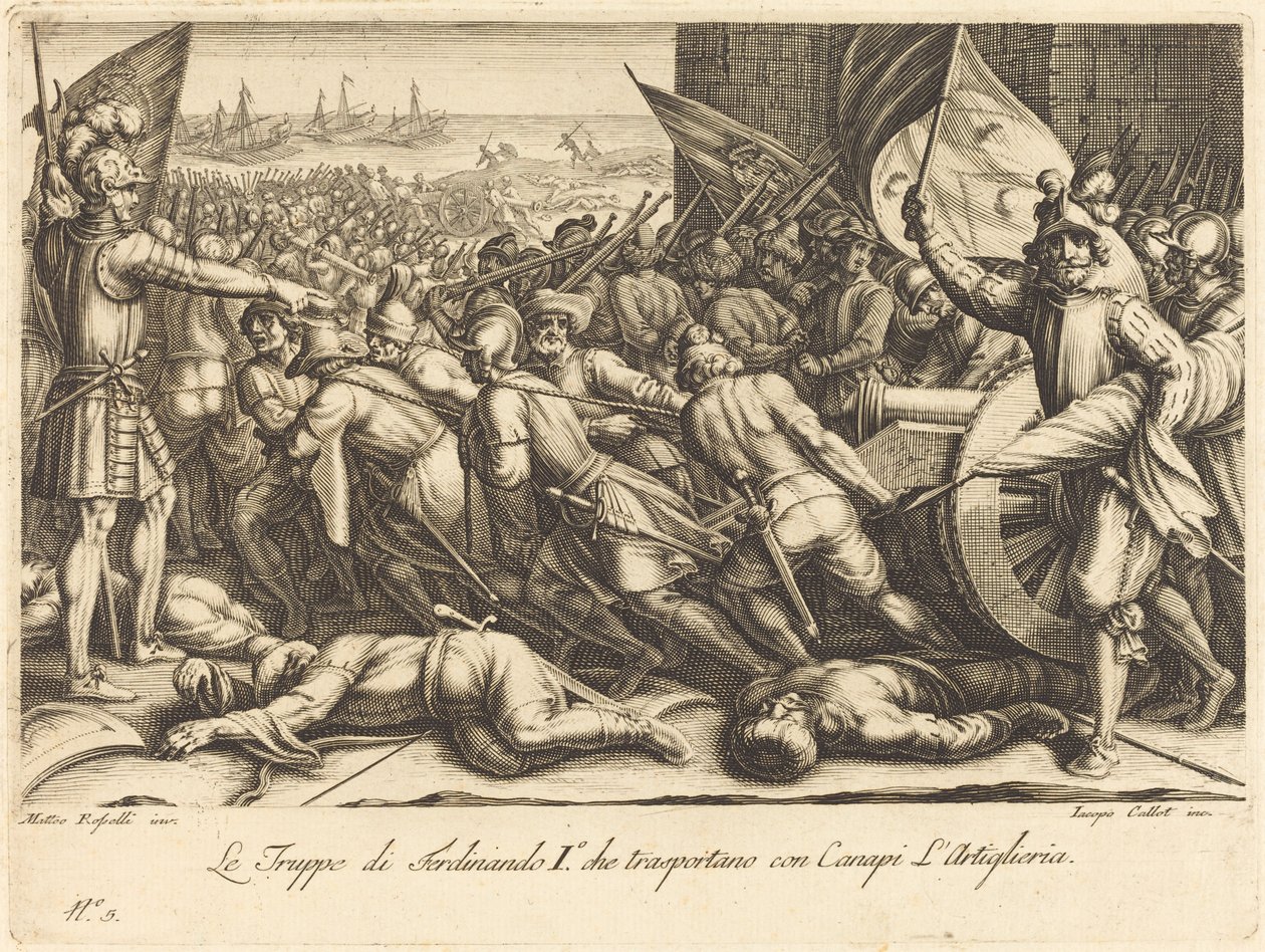 Ombordtagningen av trupperna av Jacques Callot