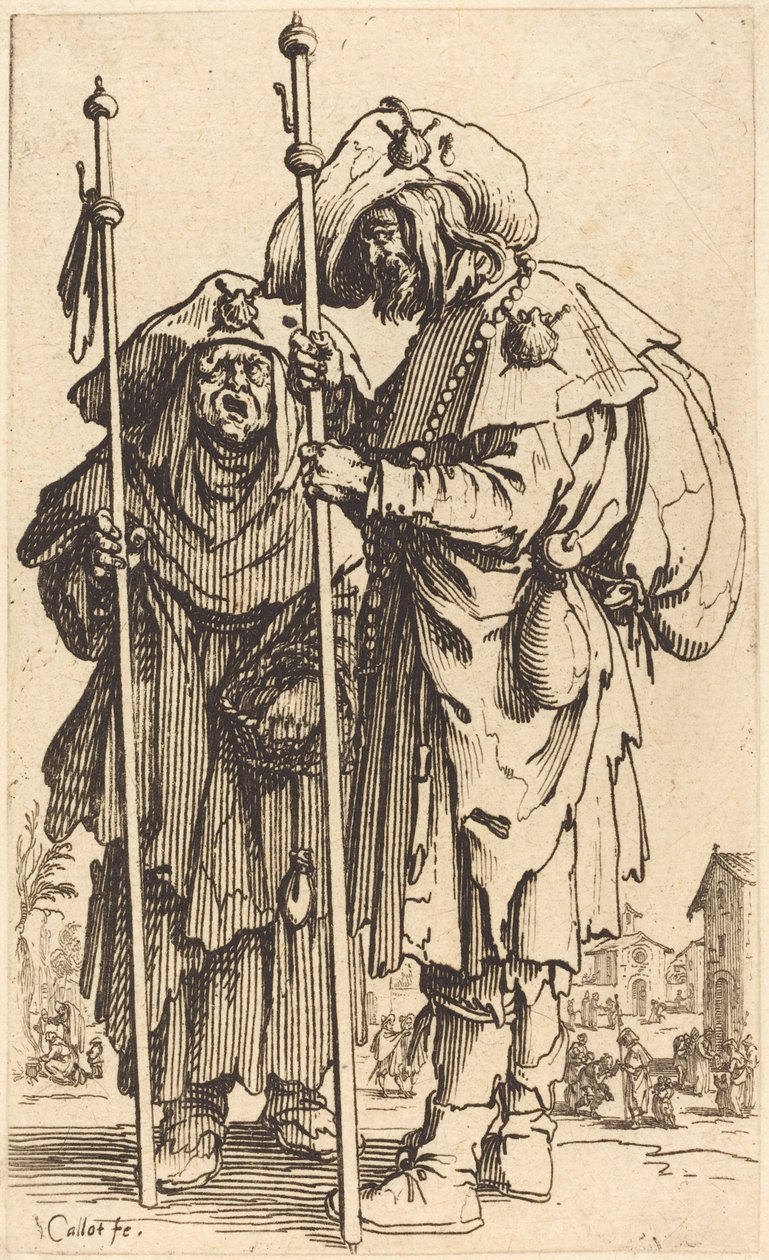 De två pilgrimerna av Jacques Callot