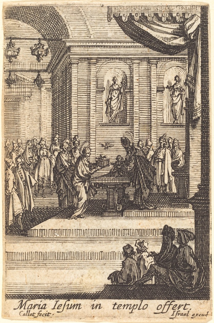 Jungfrun presenterar Jesus i templet av Jacques Callot