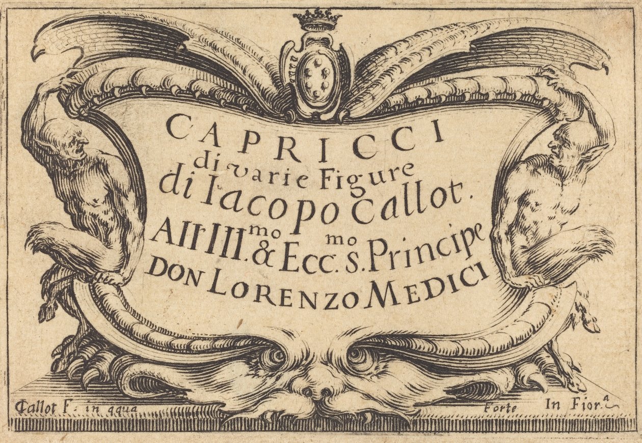 Titelsida för "The Capricci" av Jacques Callot