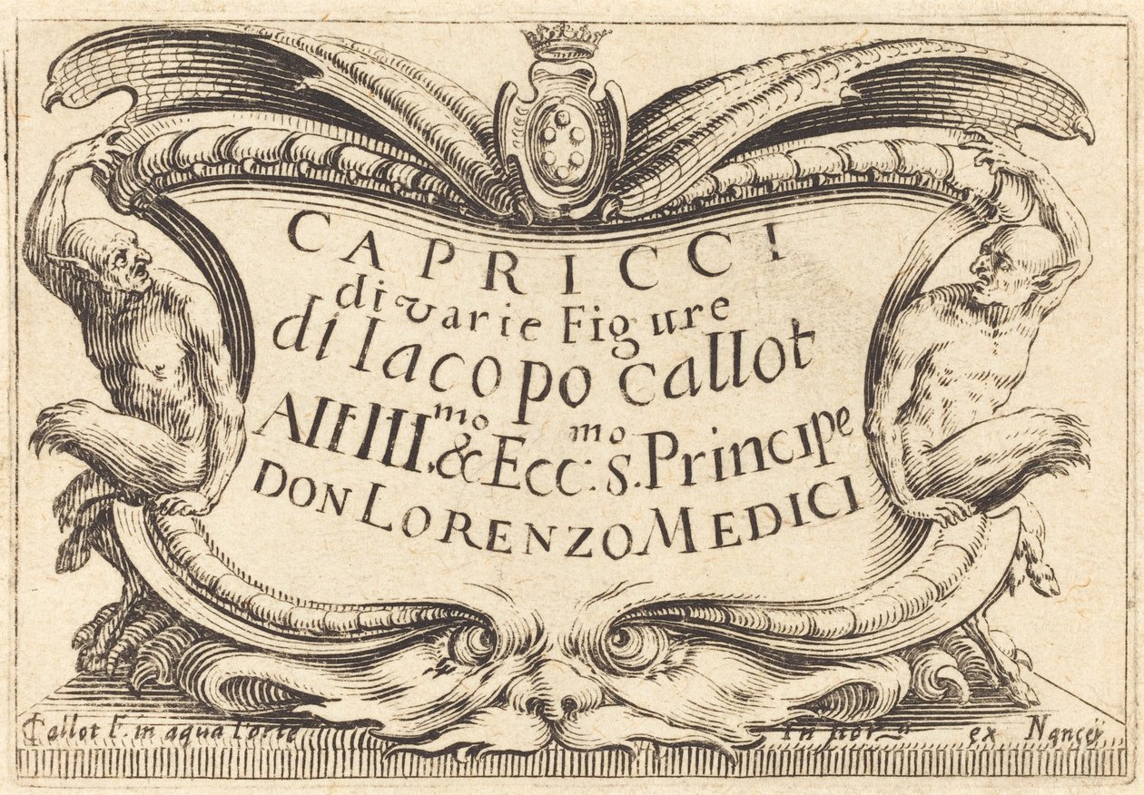 Titelsida för "The Capricci" av Jacques Callot
