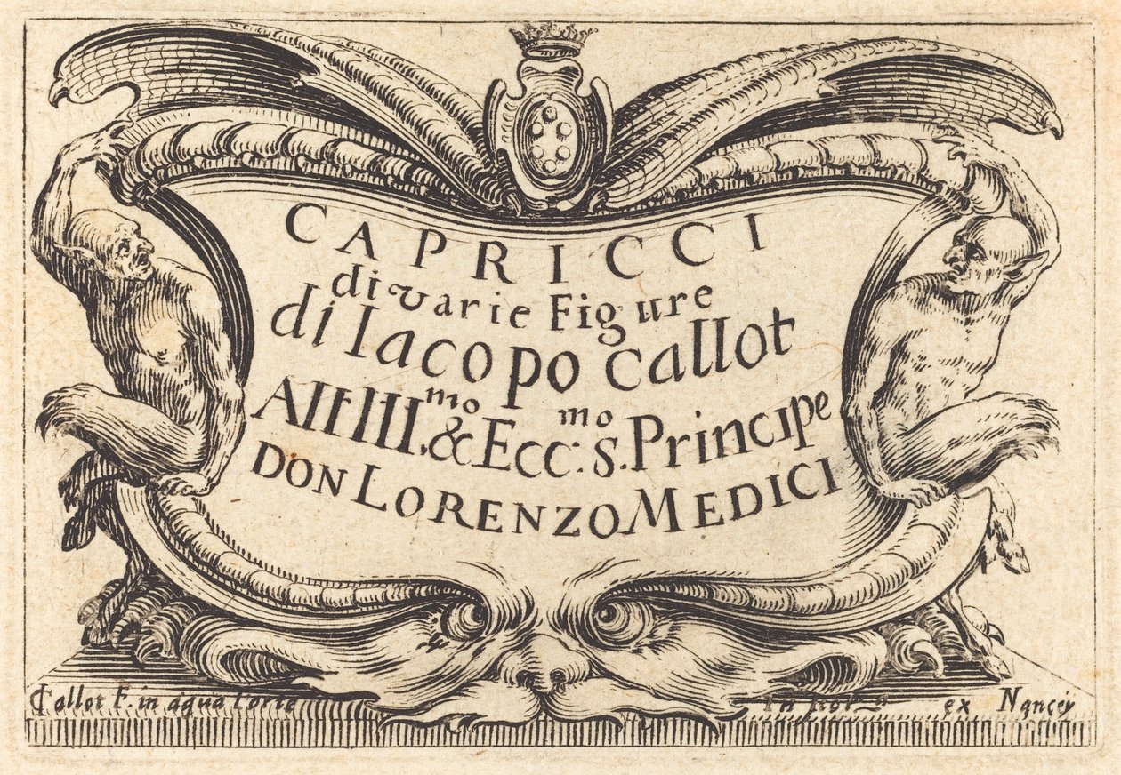 Titelsida för "The Capricci" av Jacques Callot