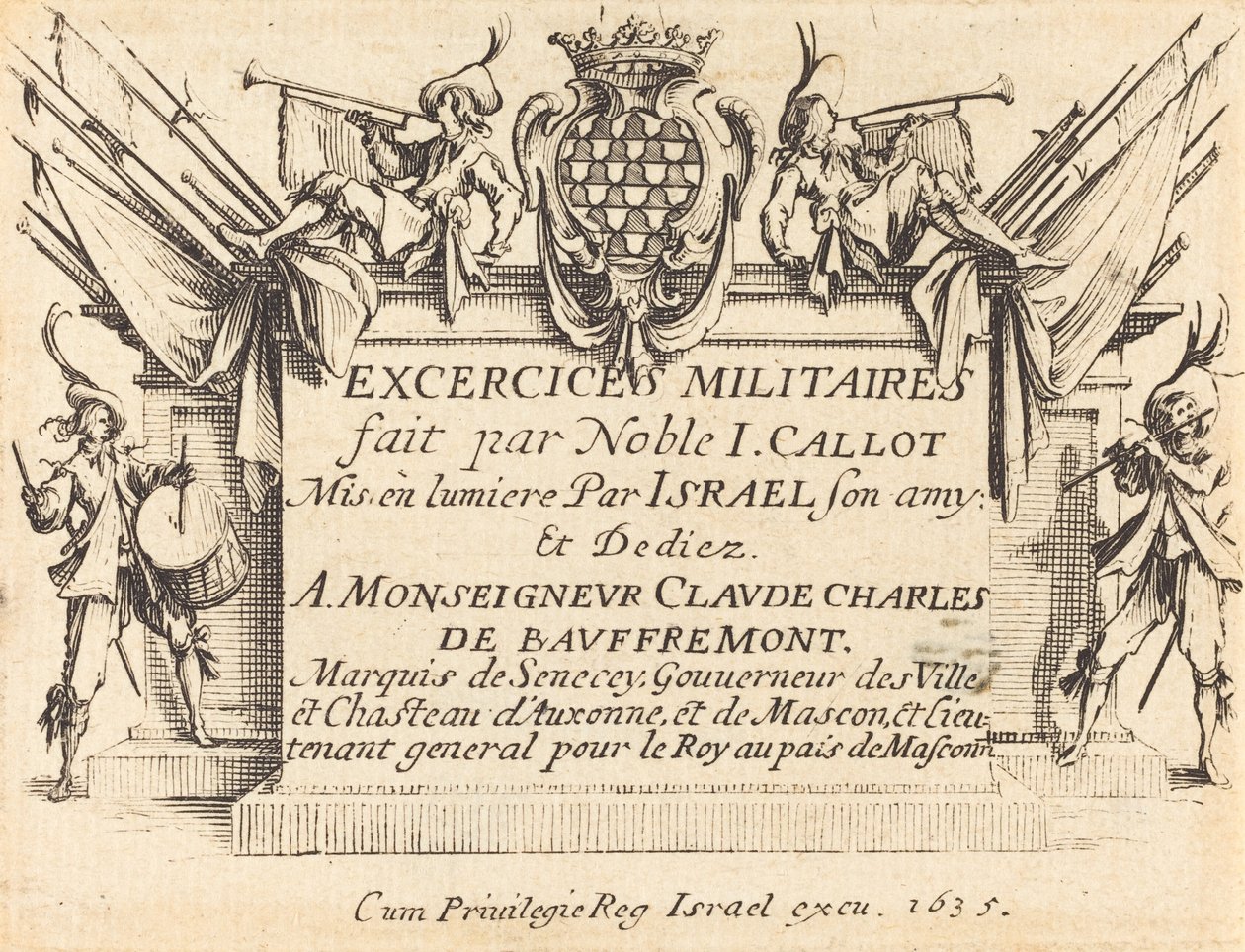 Titelsida för "The Military Exercises" av Jacques Callot