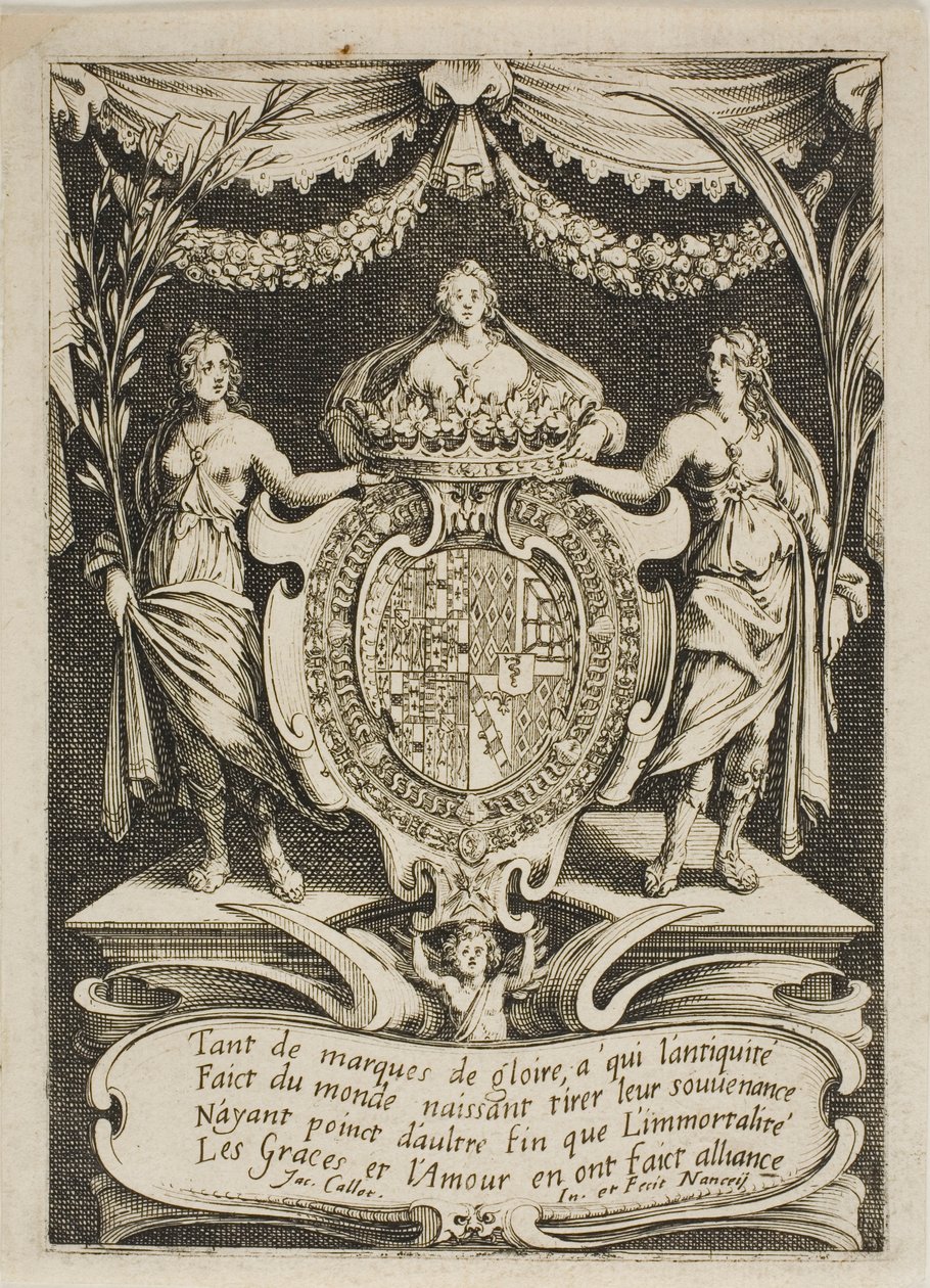Titelsida, från Combat at the Barrier av Jacques Callot