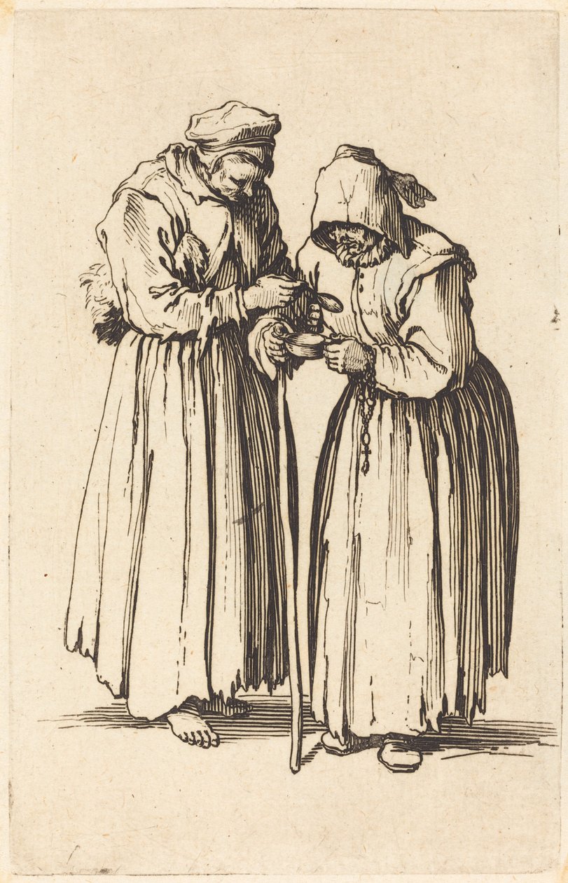 Två tiggarkvinnor, ca. 1622. av Jacques Callot