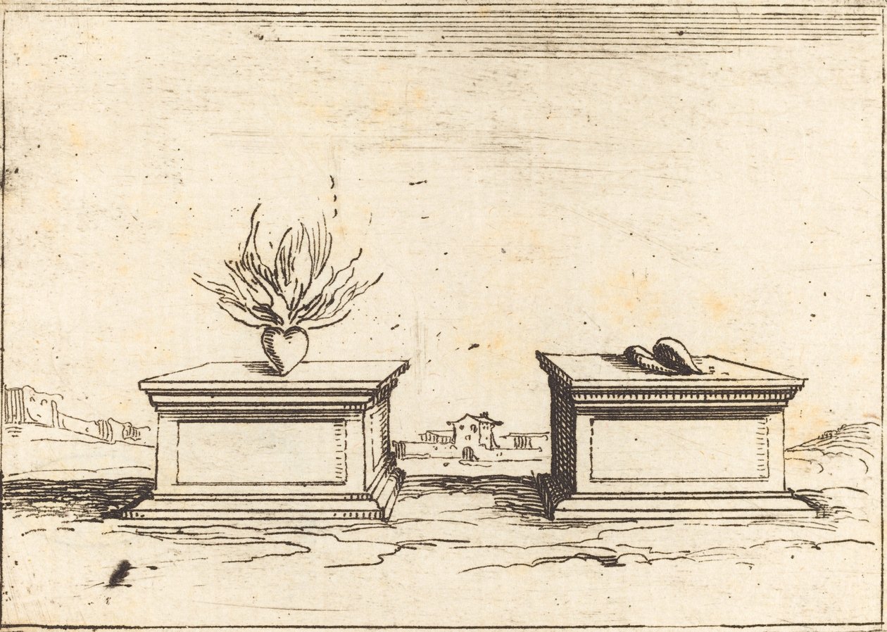 Två hjärtan, 1628. av Jacques Callot