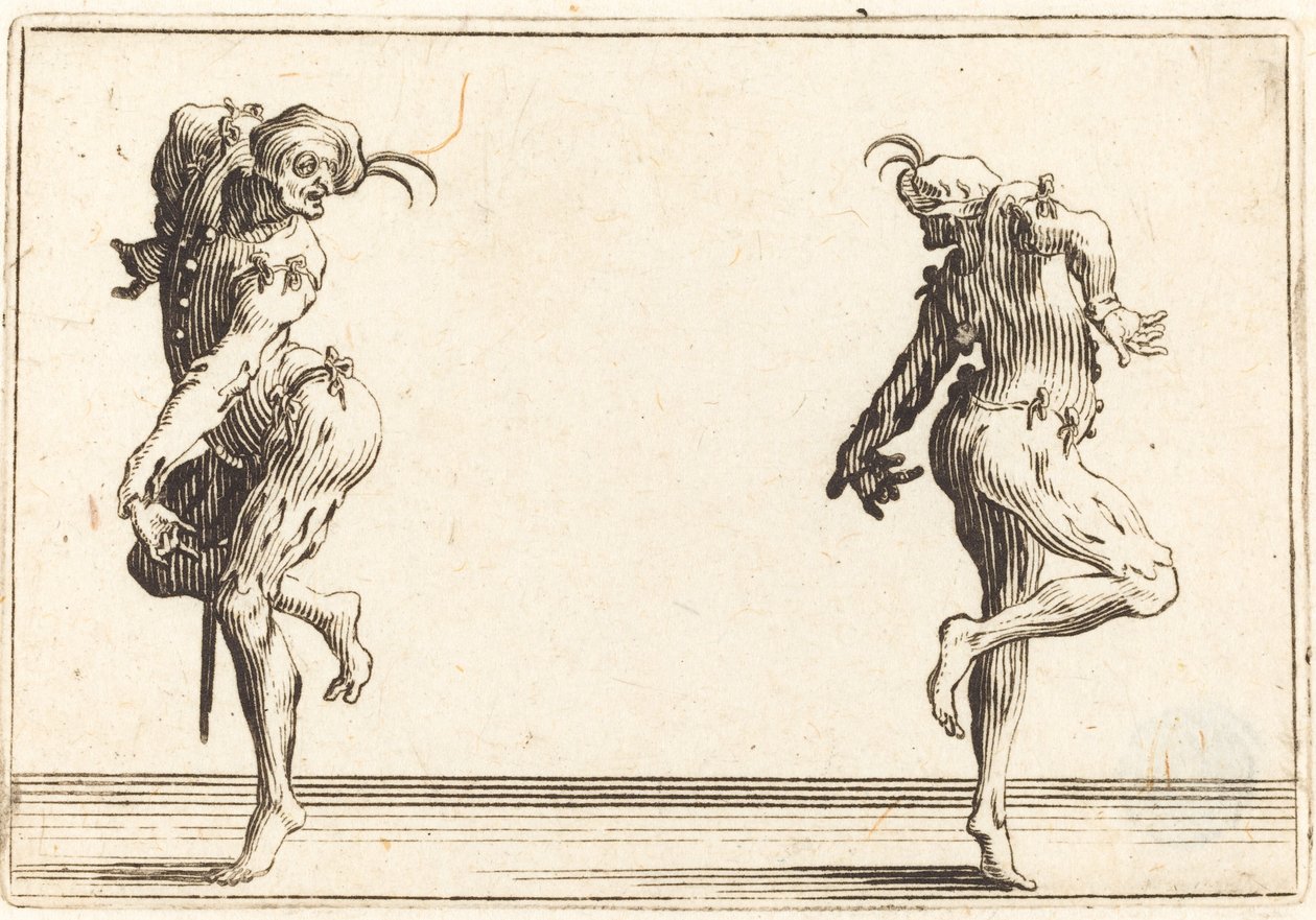 Två Pantaloons som dansar av Jacques Callot