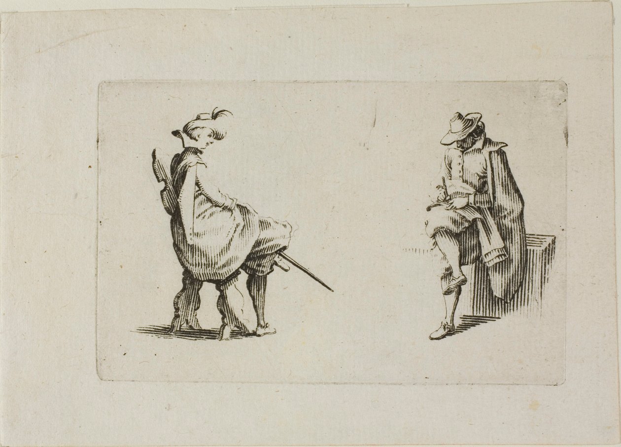 Två sittande män, från The Caprices av Jacques Callot