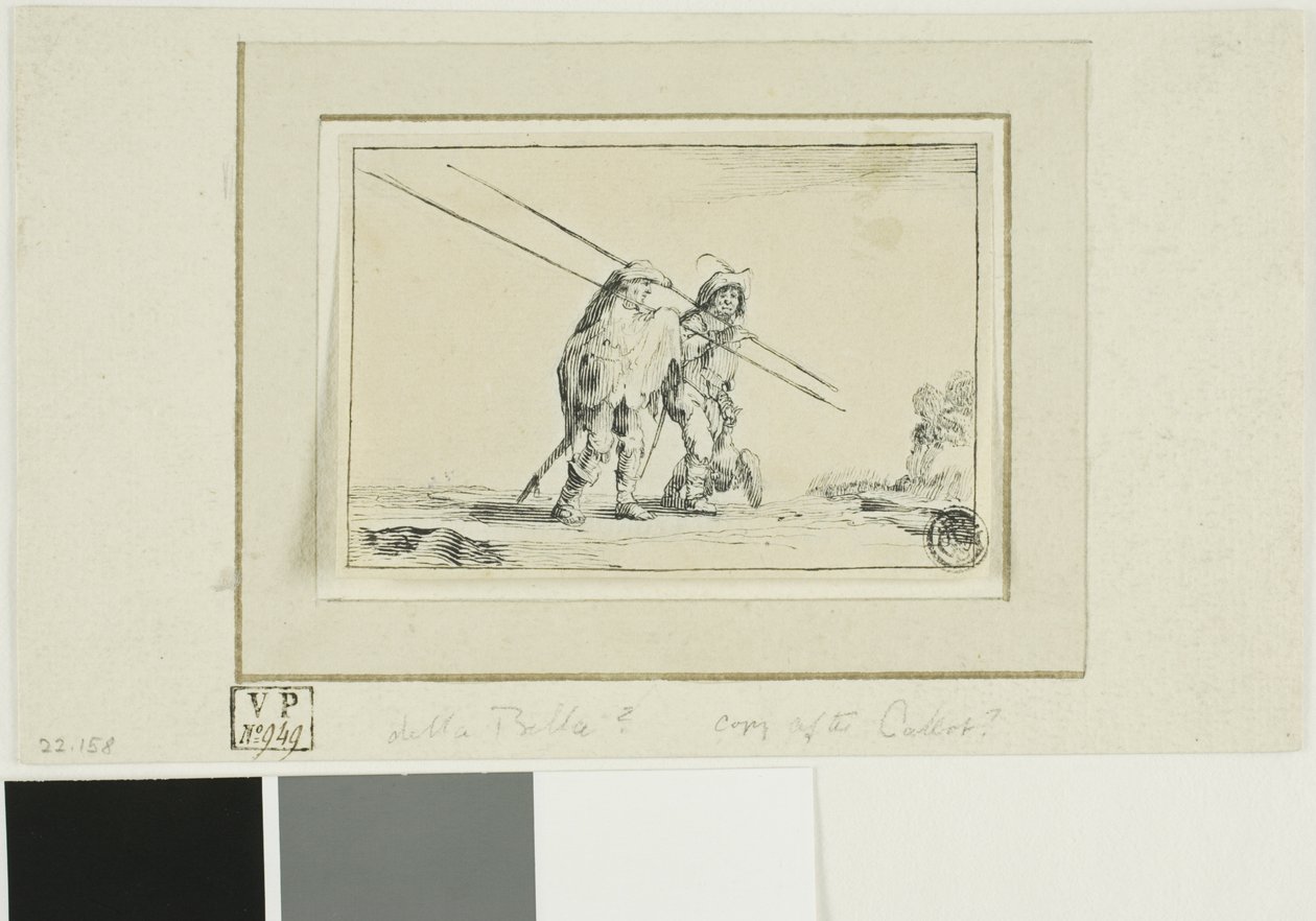 Två soldater med stavar av Jacques Callot
