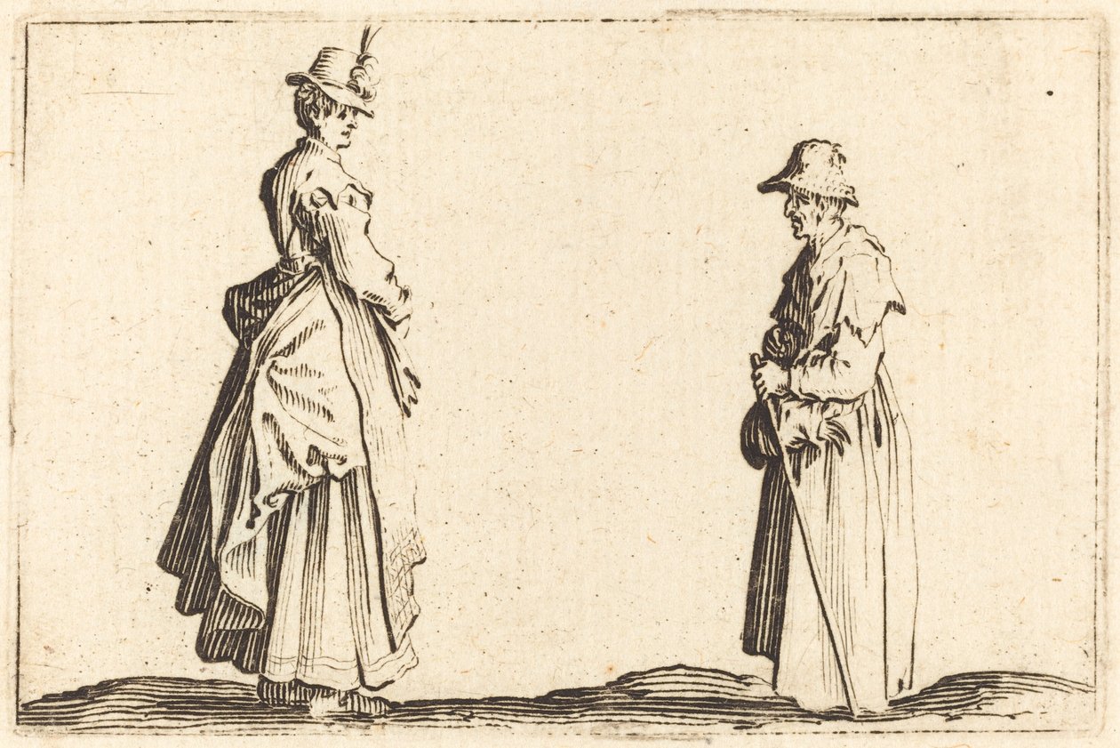Två kvinnor i profil av Jacques Callot