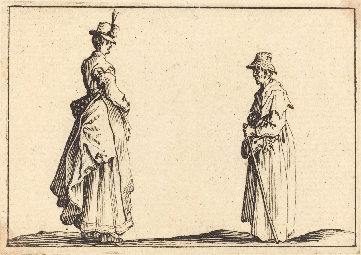Två kvinnor i profil av Jacques Callot