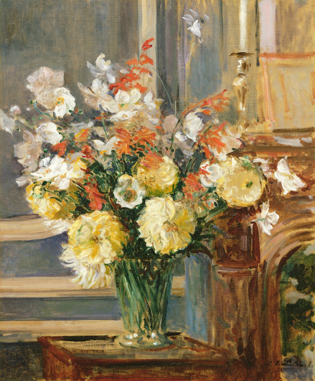 Sommarblommor (olja på duk) av Jacques Emile Blanche