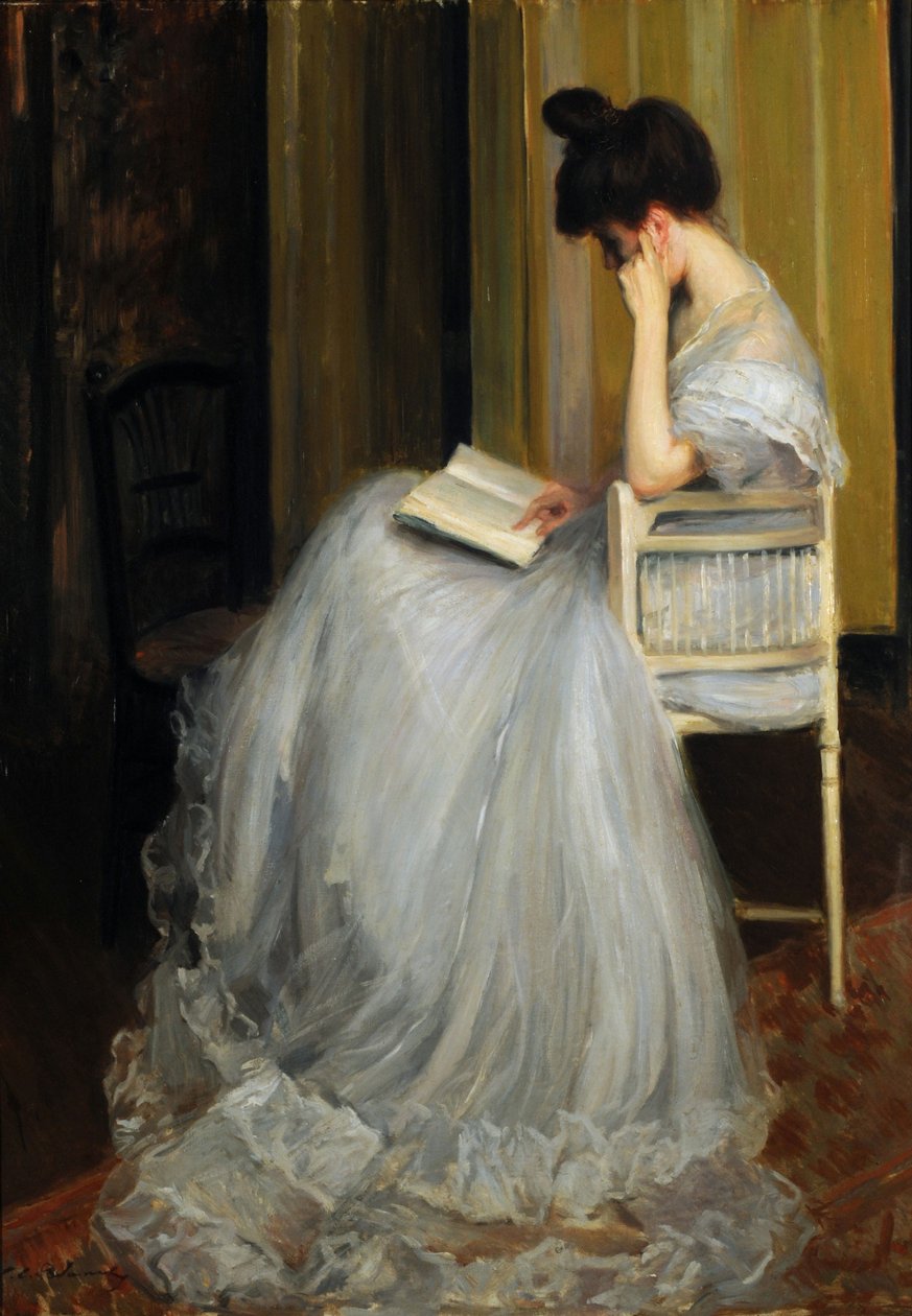 Kvinna som läser (olja på duk) av Jacques Emile Blanche