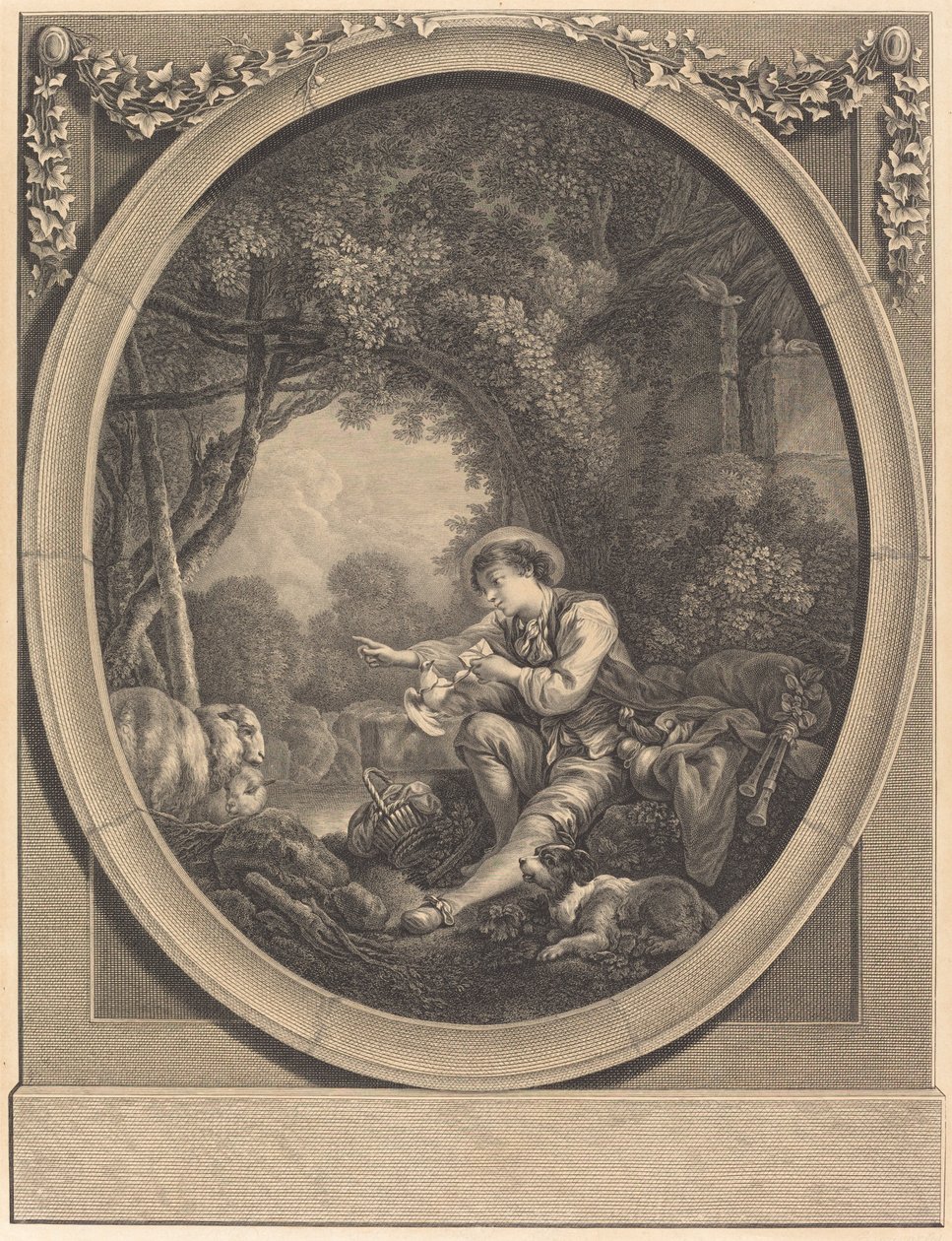 Kurirens avgång av Jacques Firmin Beauvarlet after François Boucher