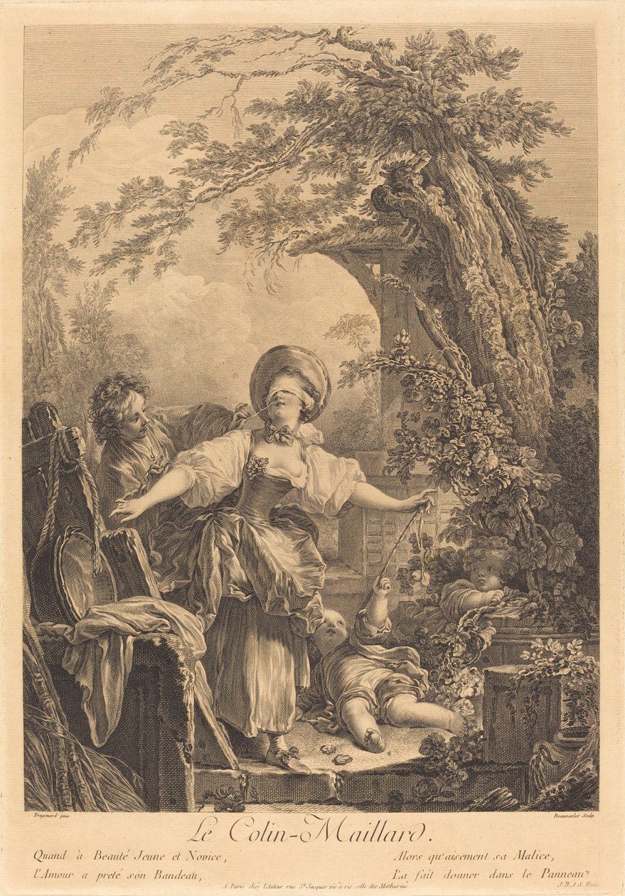 Colin Maillard av Jacques Firmin Beauvarlet after Jean Honoré Fragonard