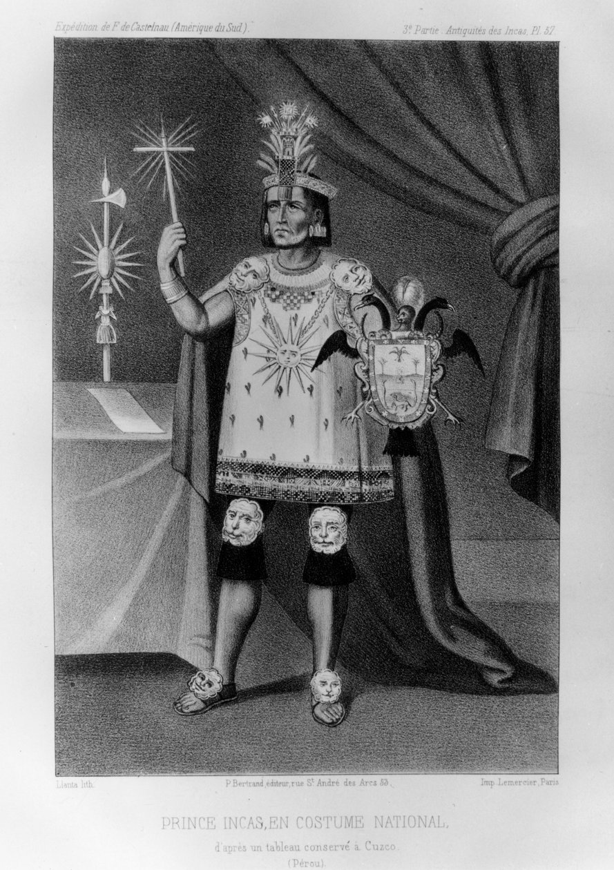 Inkaprins, nationaldräkt, 1852 av Jacques Francois Gauderique Llanta