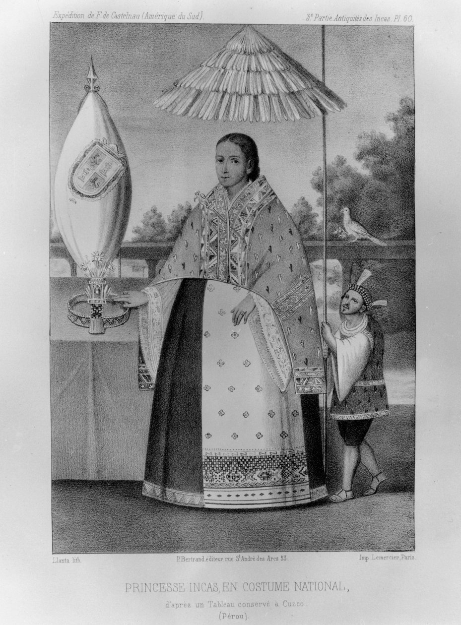 Inkaprinsessa, nationaldräkt, 1852 av Jacques Francois Gauderique Llanta