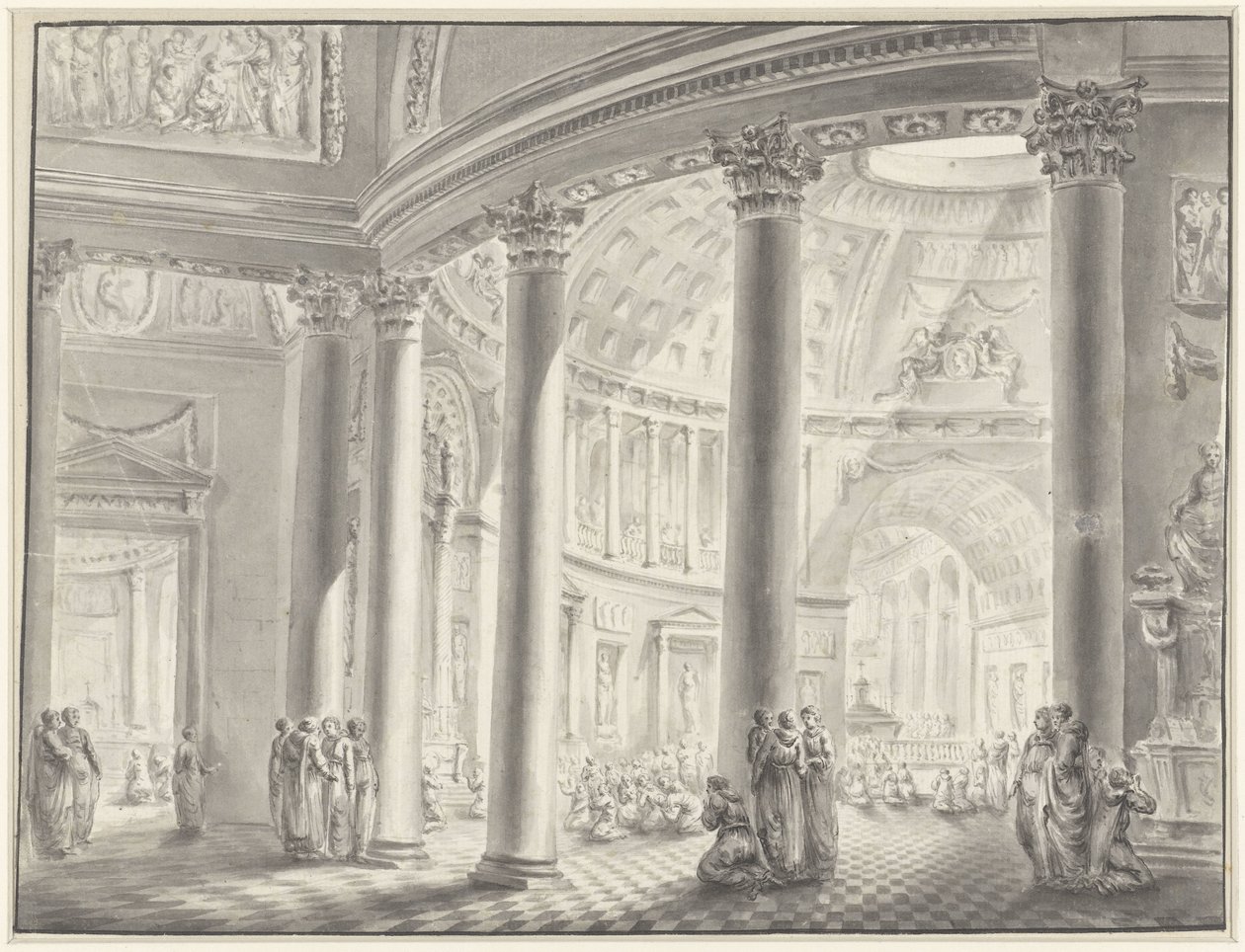 Interiör av en kupolformad kyrka av Jacques François Blondel