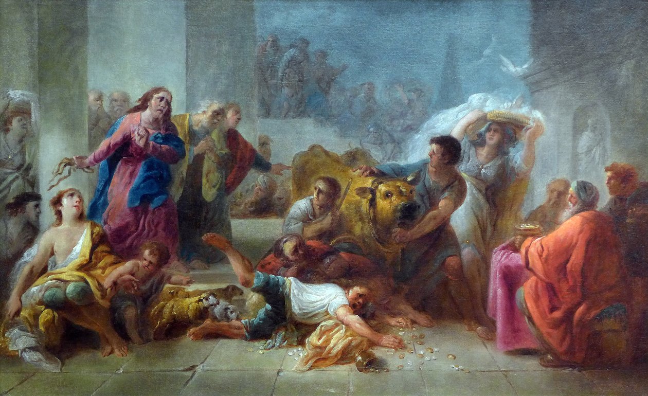 Kristus driver ut köpmän från templet av Jacques Gamelin