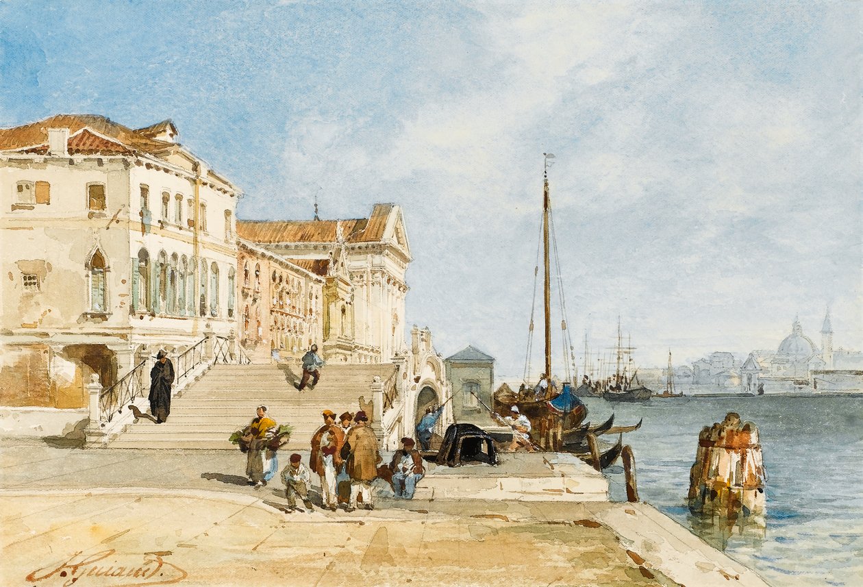 Utsikt över Zattere docka, Venedig av Jacques Guiaud